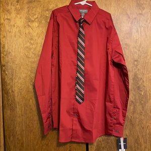 Van Heusen Flex Red Dress Shirt & Tie 14/16 HUSKY